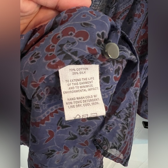 NEW Alex Mill Easy Popover Top Paisley Size L Blue Maroon oversized Shell Button - Picture 9 of 13